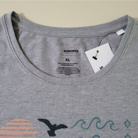 Sonoma Goods For Life® Women's Gray Graphic Short Sleeve Crewneck Pullover Top - Picture 8 of 10